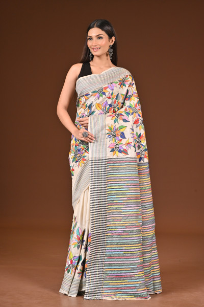 PURE SILK JALCHURI ALLOVER  KANTHA SAREE