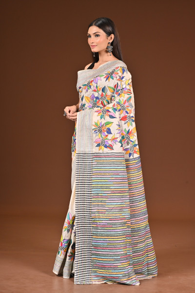 PURE SILK JALCHURI ALLOVER  KANTHA SAREE