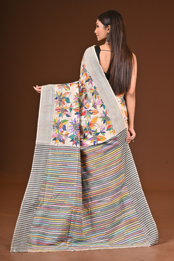 PURE SILK JALCHURI ALLOVER  KANTHA SAREE