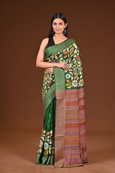 PURE SILK JALCHURI ALLOVER  KANTHA SAREE