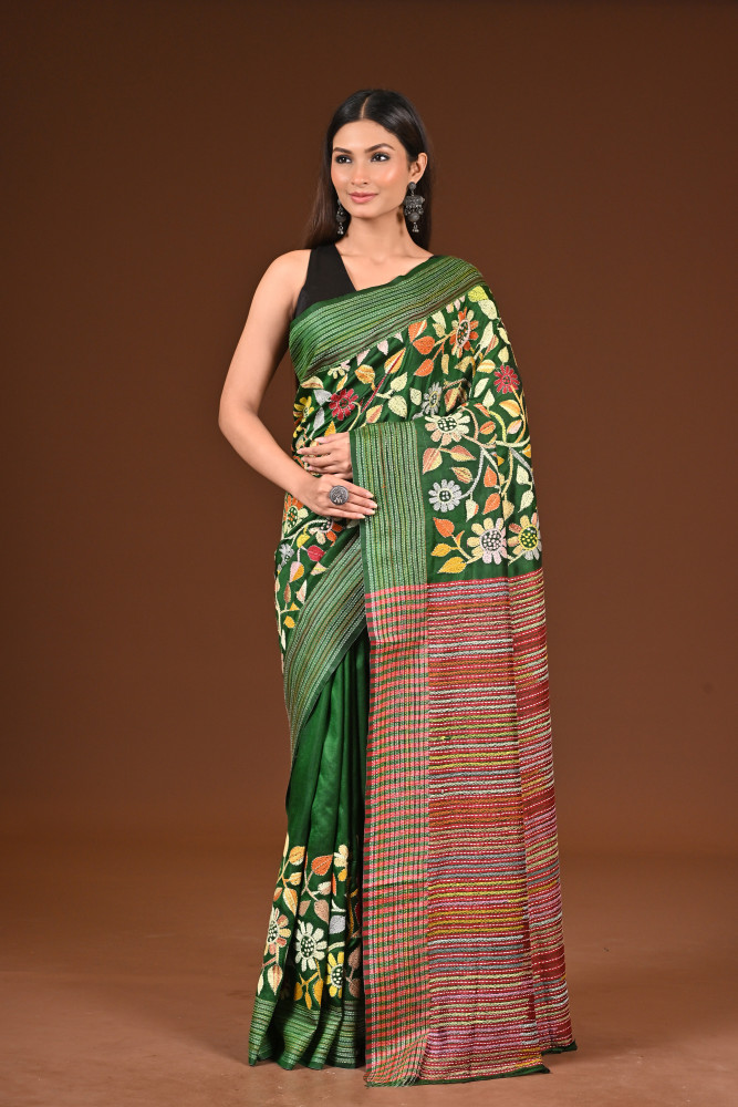 PURE SILK JALCHURI ALLOVER  KANTHA SAREE