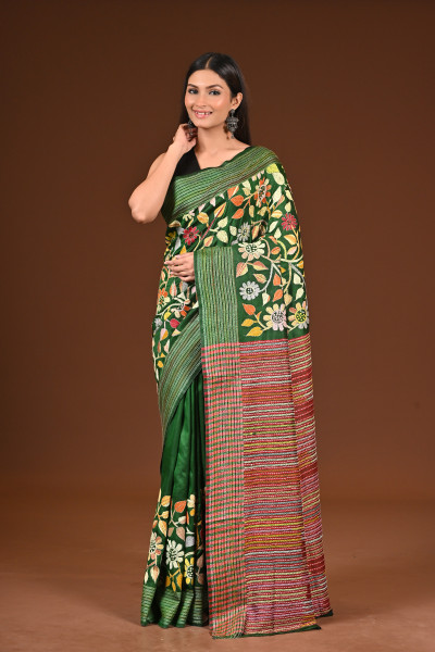 PURE SILK JALCHURI ALLOVER  KANTHA SAREE