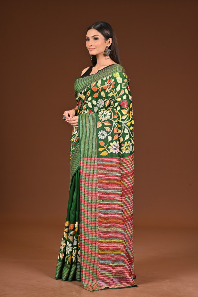 PURE SILK JALCHURI ALLOVER  KANTHA SAREE