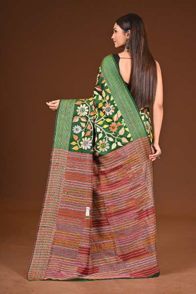 PURE SILK JALCHURI ALLOVER  KANTHA SAREE