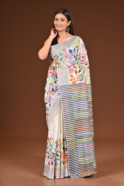 PURE SILK JALCHURI ALLOVER  KANTHA SAREE