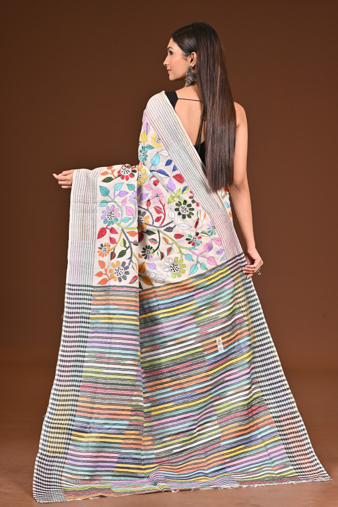 PURE SILK JALCHURI ALLOVER  KANTHA SAREE