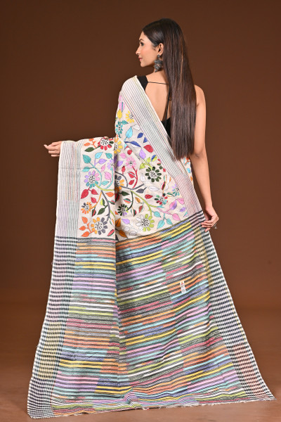 PURE SILK JALCHURI ALLOVER  KANTHA SAREE