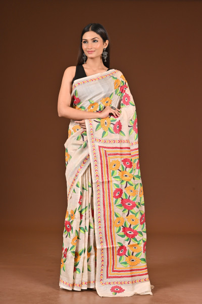 PURE  SILK KANTHA SAREE