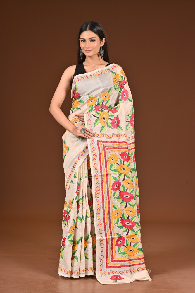 PURE  SILK KANTHA SAREE