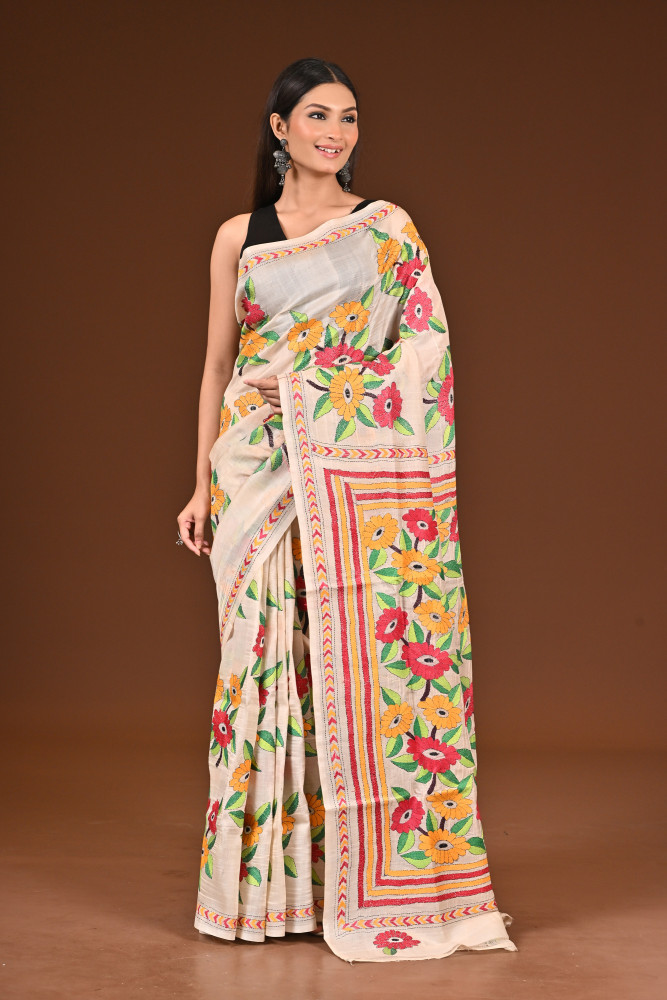 PURE  SILK KANTHA SAREE