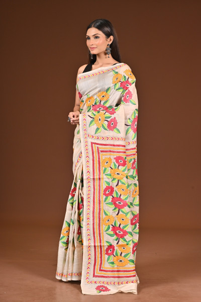 PURE  SILK KANTHA SAREE