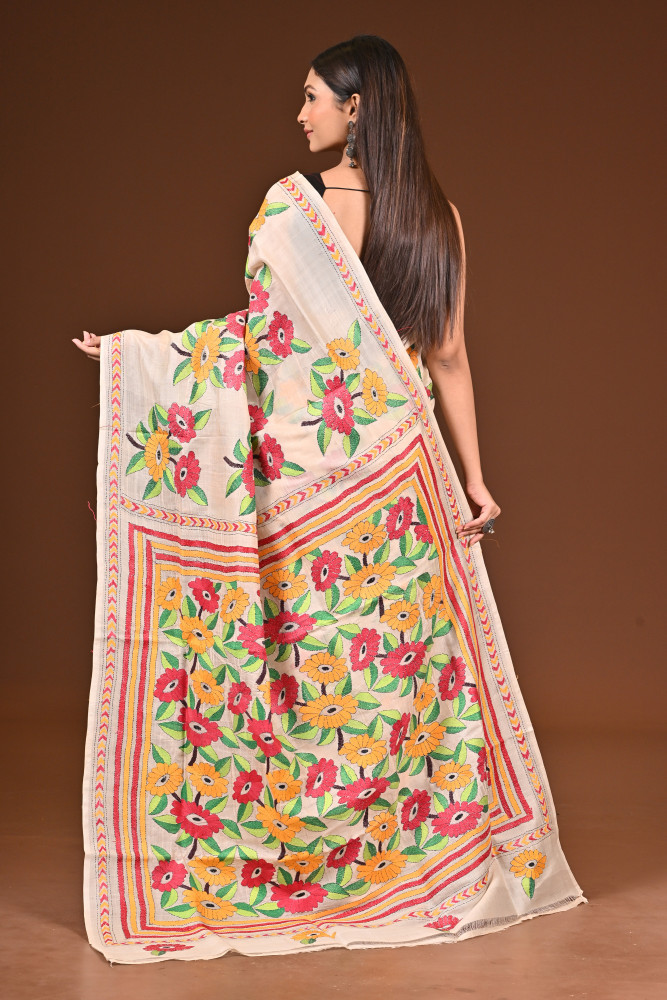 PURE  SILK KANTHA SAREE