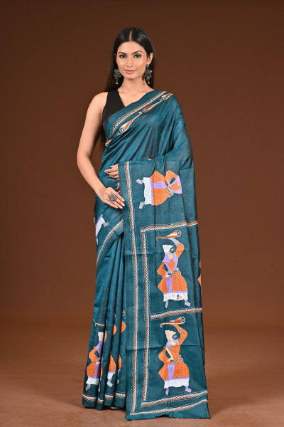PURE  SILK KANTHA SAREE