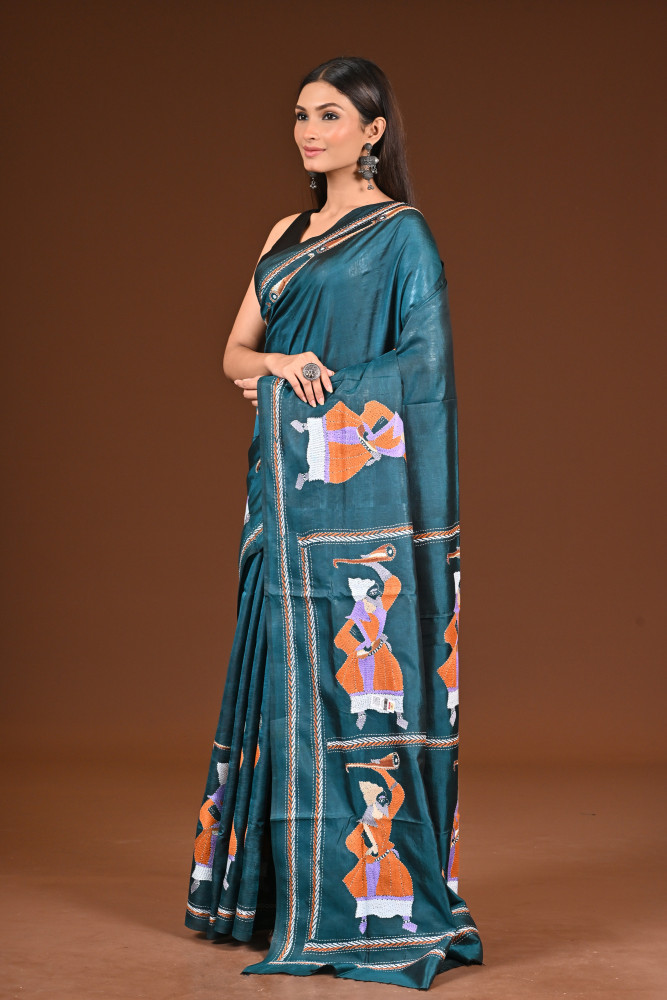 PURE  SILK KANTHA SAREE