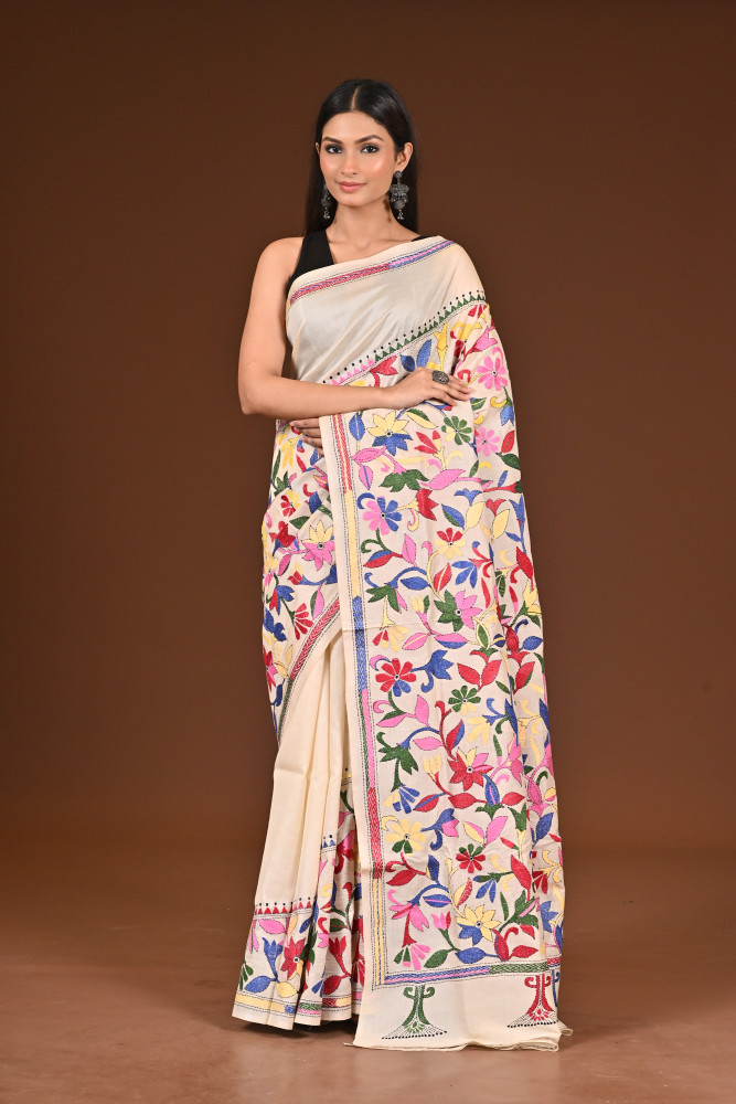 Image of PURE  SILK KANTHA SAREE