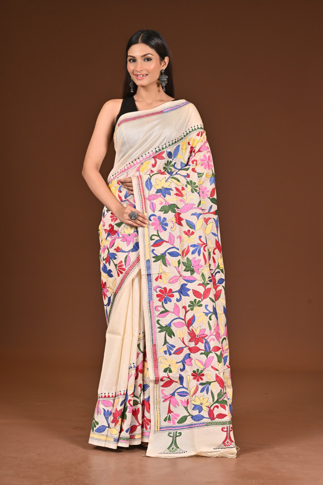 PURE  SILK KANTHA SAREE