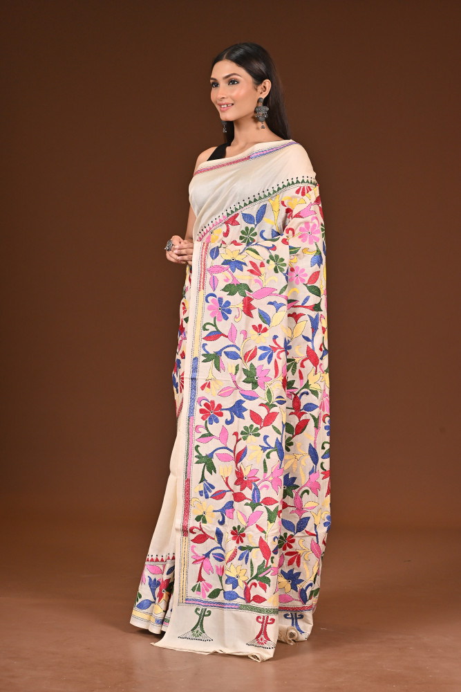 PURE  SILK KANTHA SAREE
