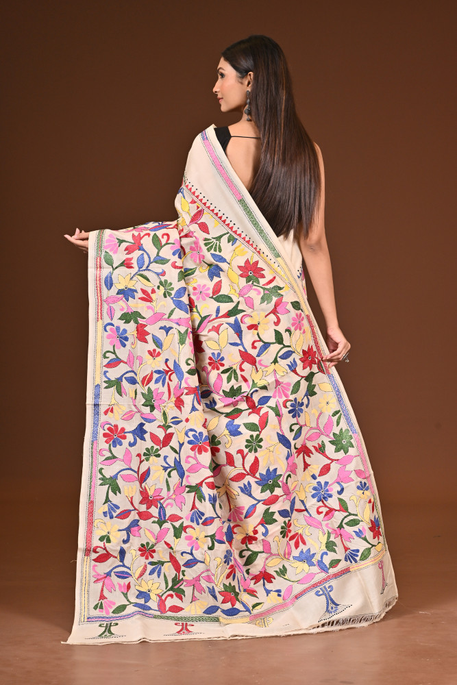 PURE  SILK KANTHA SAREE