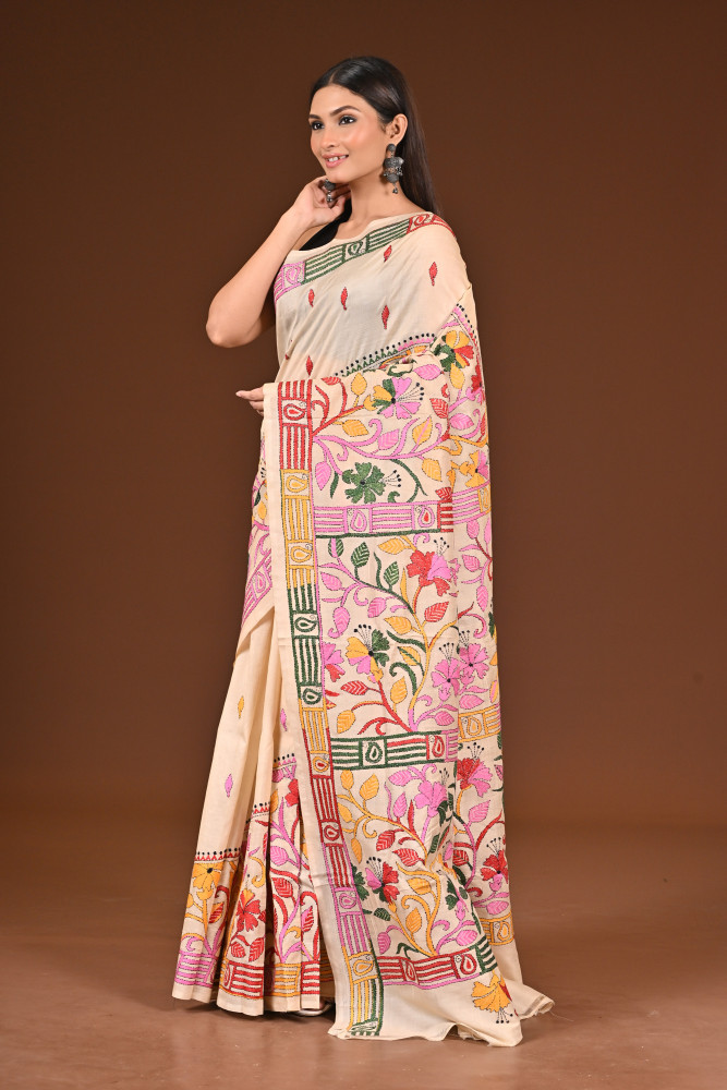 PURE  SILK KANTHA SAREE