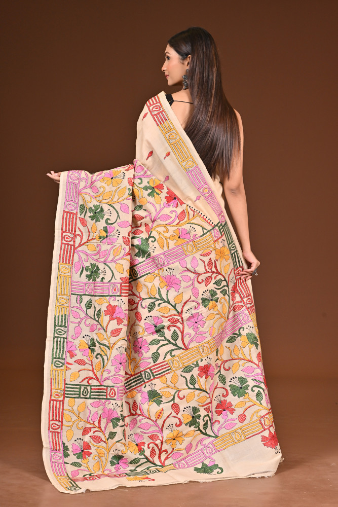 PURE  SILK KANTHA SAREE
