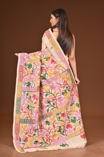 PURE  SILK KANTHA SAREE