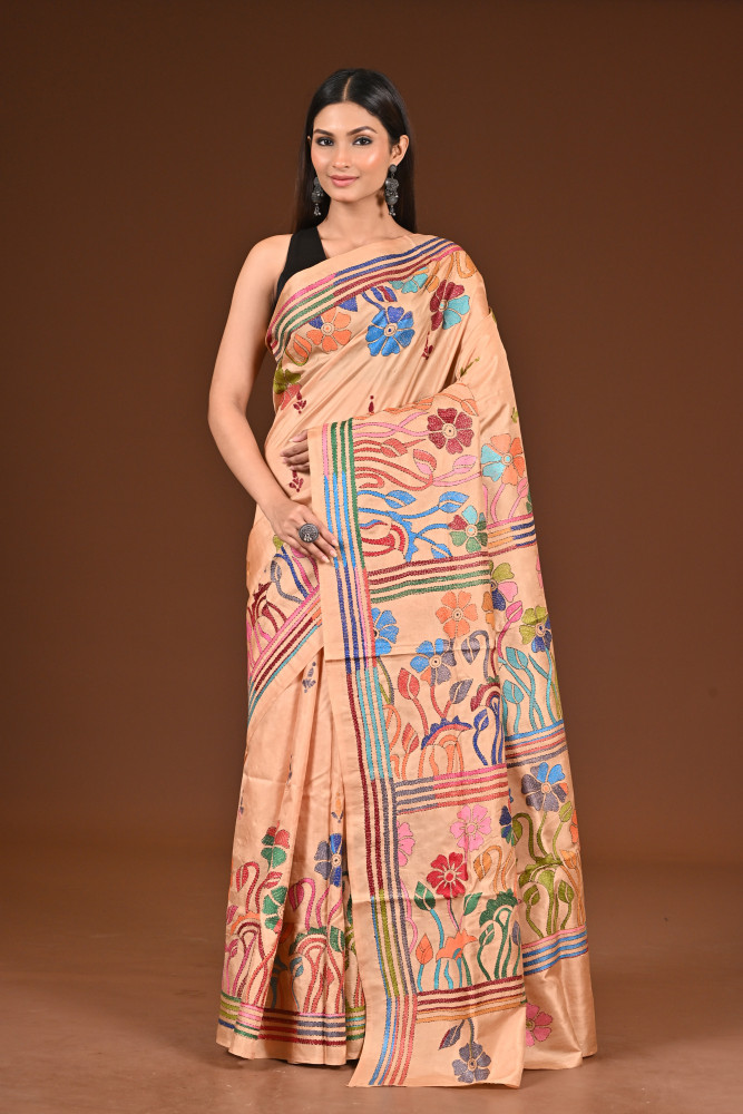 PURE  SILK KANTHA SAREE