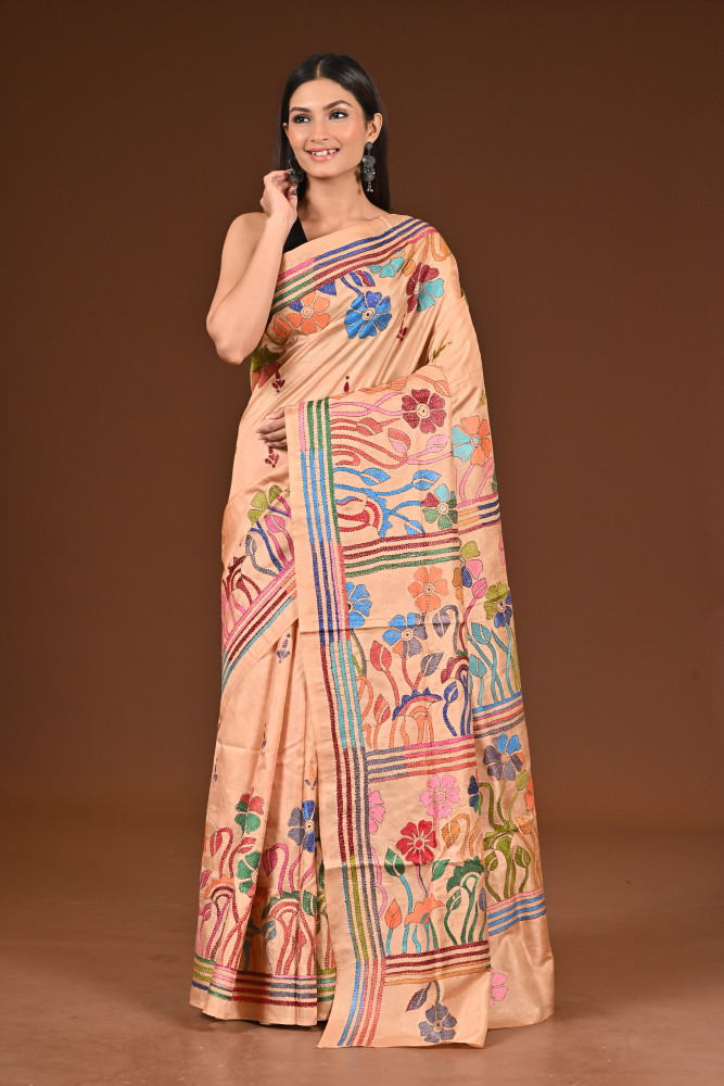 Image of PURE  SILK KANTHA SAREE