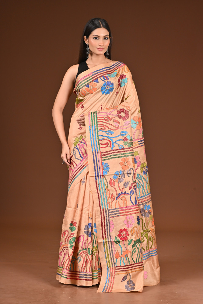 PURE  SILK KANTHA SAREE