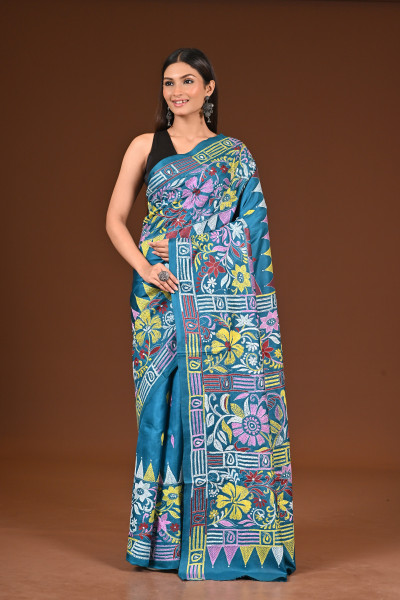 PURE  SILK KANTHA SAREE