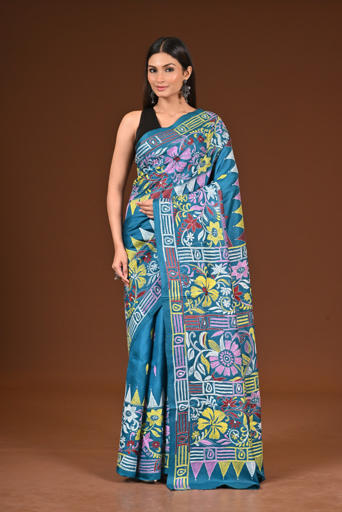 PURE  SILK KANTHA SAREE