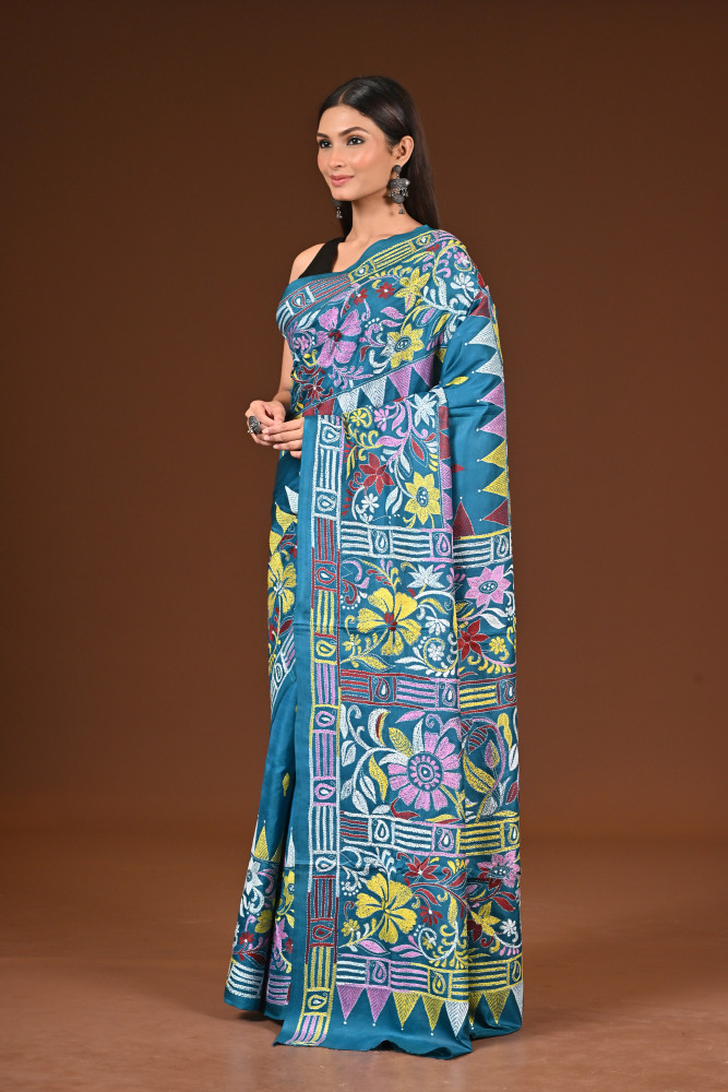 PURE  SILK KANTHA SAREE