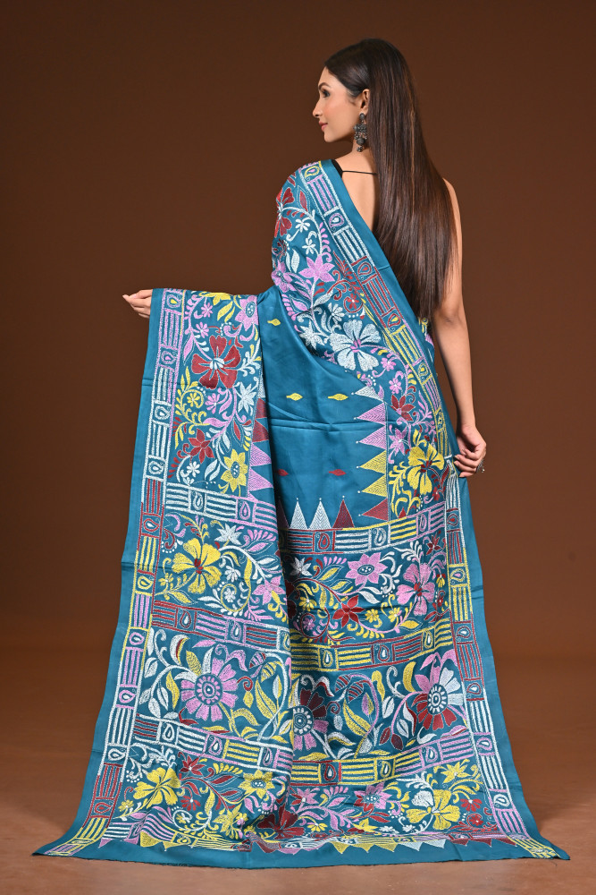 PURE  SILK KANTHA SAREE
