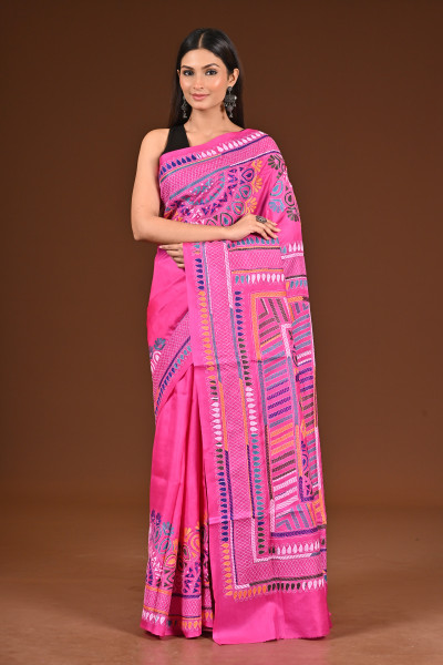 PURE  SILK KANTHA SAREE