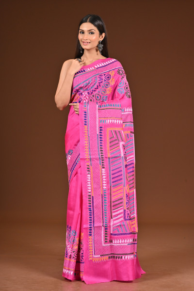 PURE  SILK KANTHA SAREE