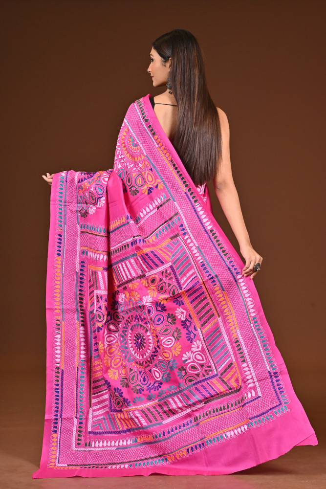 PURE  SILK KANTHA SAREE