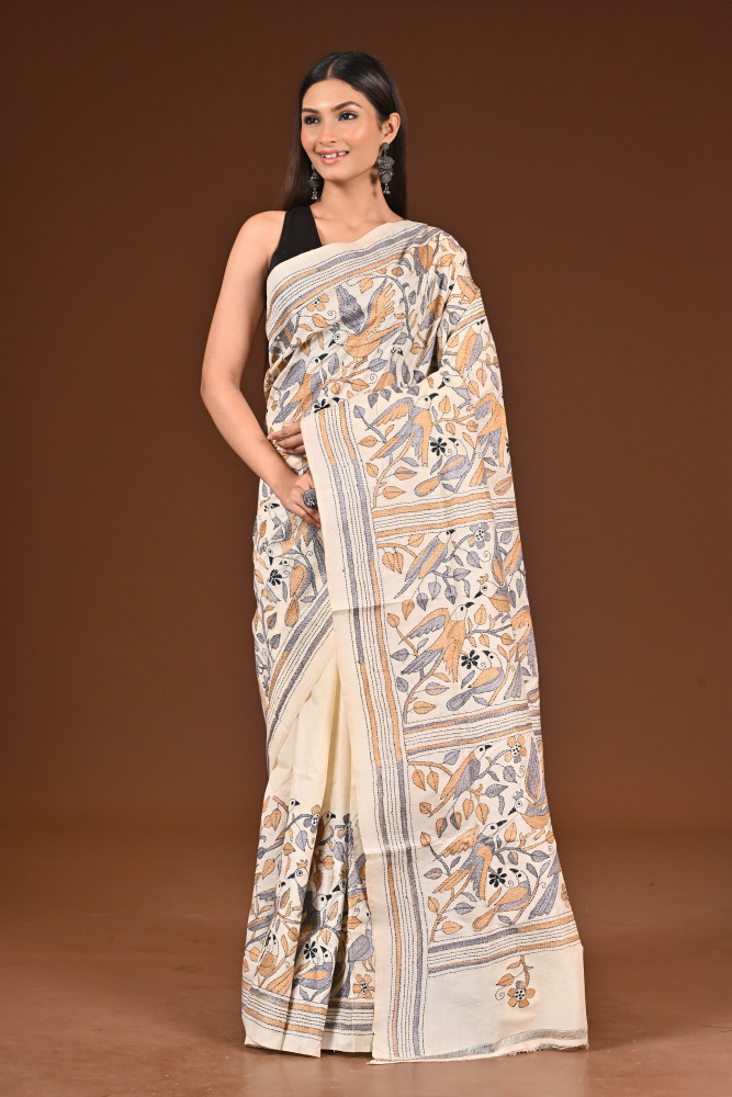 PURE  SILK KANTHA SAREE