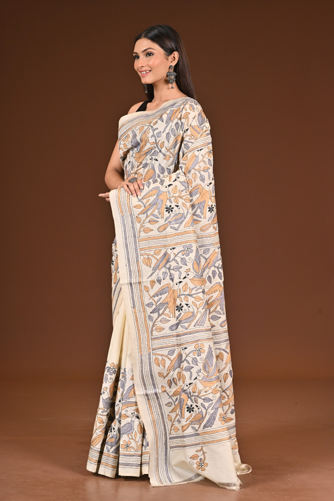 PURE  SILK KANTHA SAREE