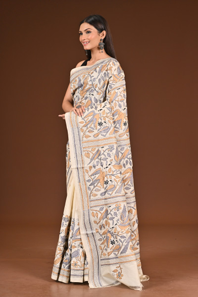 PURE  SILK KANTHA SAREE