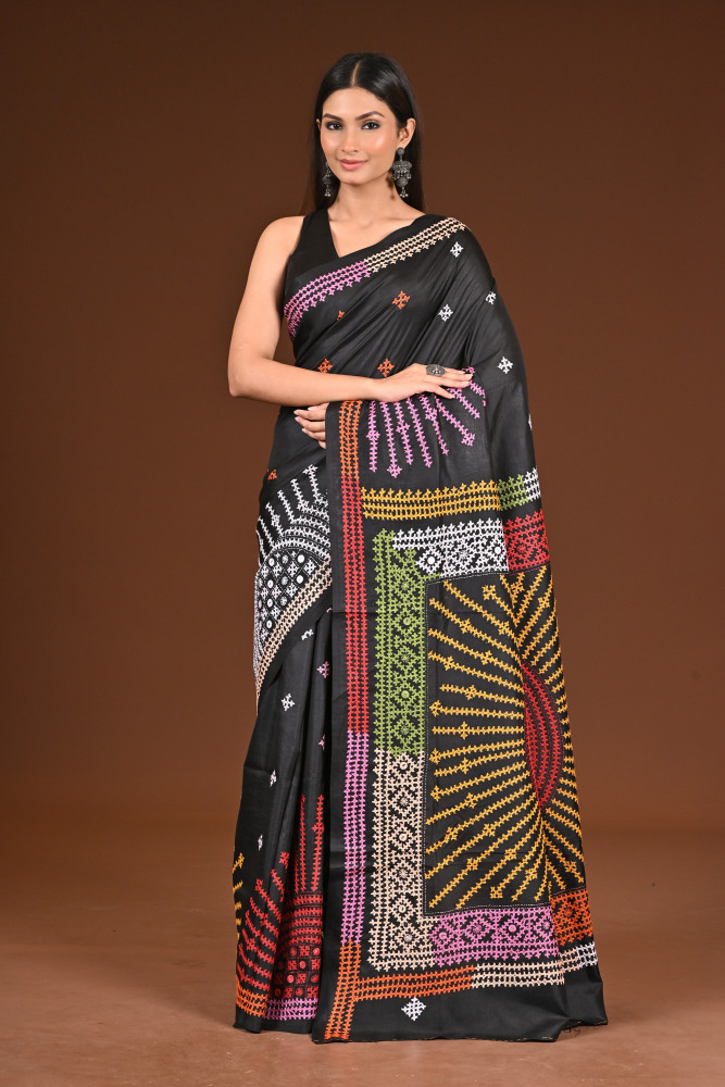 PURE  SILK KANTHA SAREE