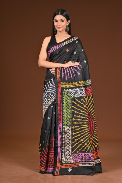 PURE  SILK KANTHA SAREE