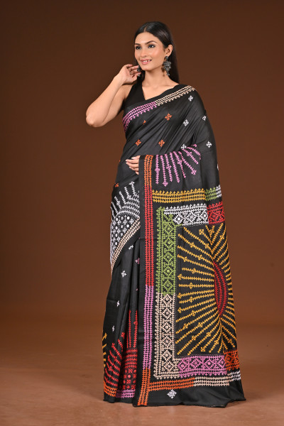 PURE  SILK KANTHA SAREE