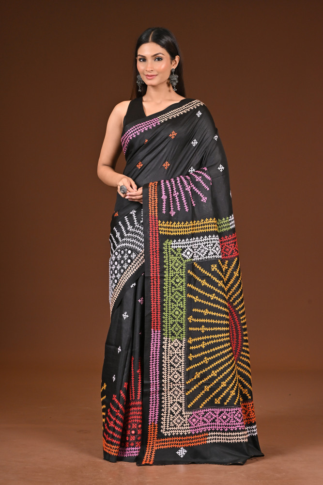 Image of PURE  SILK KANTHA SAREE