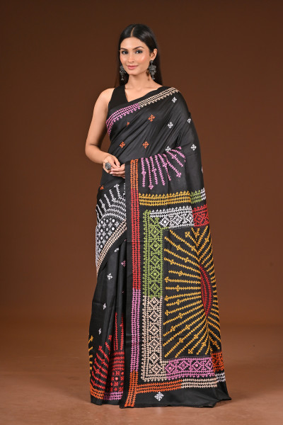 PURE  SILK KANTHA SAREE