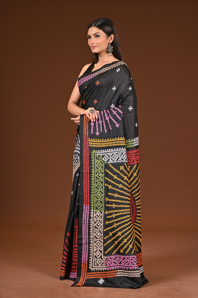 PURE  SILK KANTHA SAREE