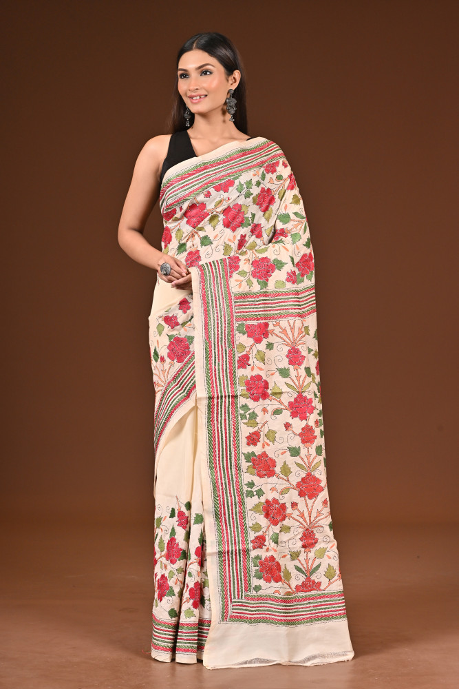 PURE  SILK KANTHA SAREE