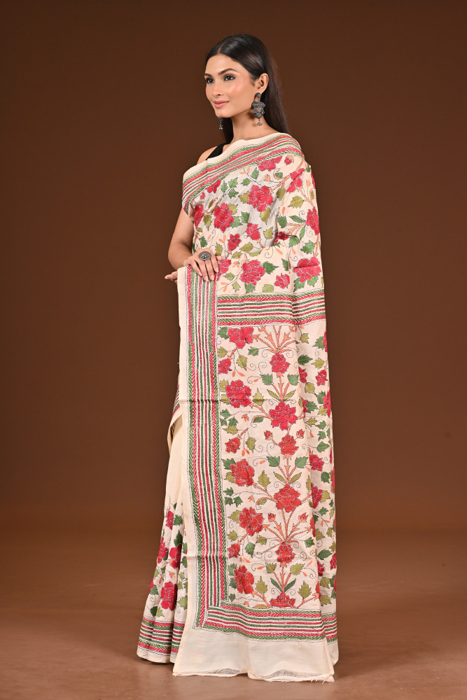 PURE  SILK KANTHA SAREE