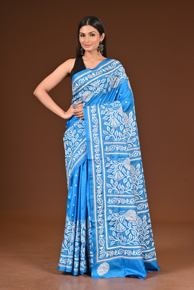 PURE  SILK KANTHA SAREE