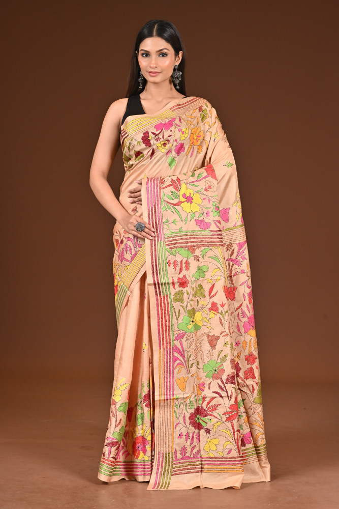 PURE  SILK KANTHA SAREE