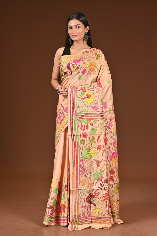 Image of PURE  SILK KANTHA SAREE