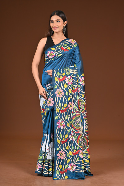 PURE  SILK KANTHA SAREE